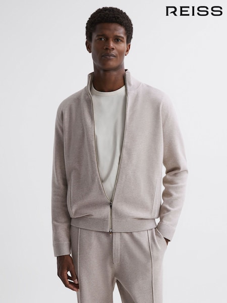 Reiss Oatmeal Melange Reform Dual-Zip Funnel Neck Jumper (710624) | €71