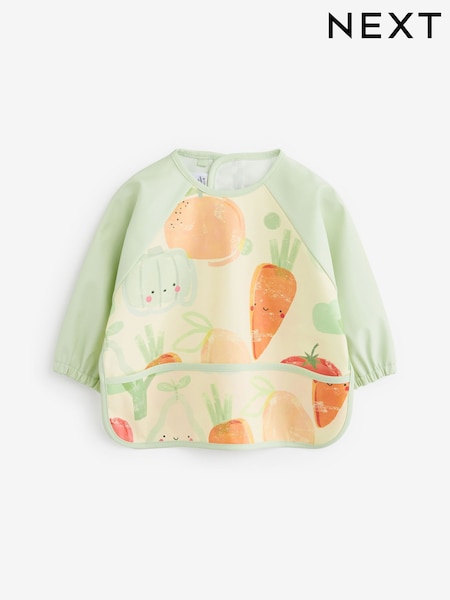 Sage Green Vegetables Baby Weaning And Feeding Sleeved Bibs (712072) | AED32 - AED35