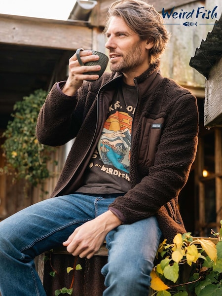Brun - Regular Weird Fish Fletcher Full Zip Borg Fleece