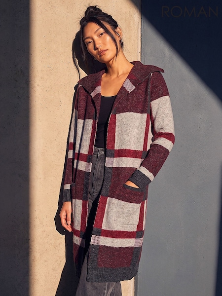 Қызыл - Roman Check Cardigan