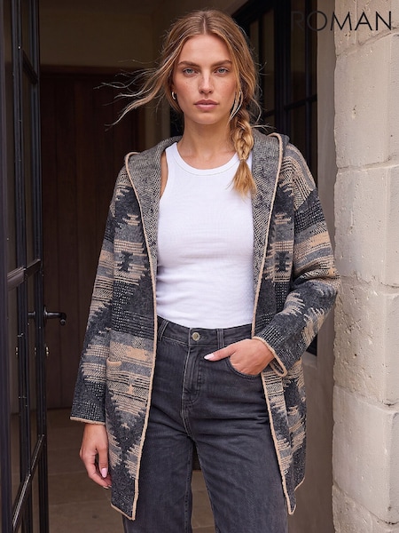 Brown - Roman Hooded Cardigan