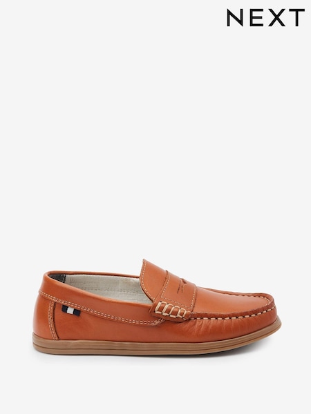 Tan Brown Leather Slip-On Penny Loafers (713280) | €9 - €12
