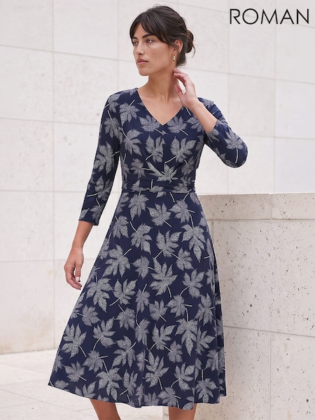 Blue - Roman Leaf Puff Cross Dress