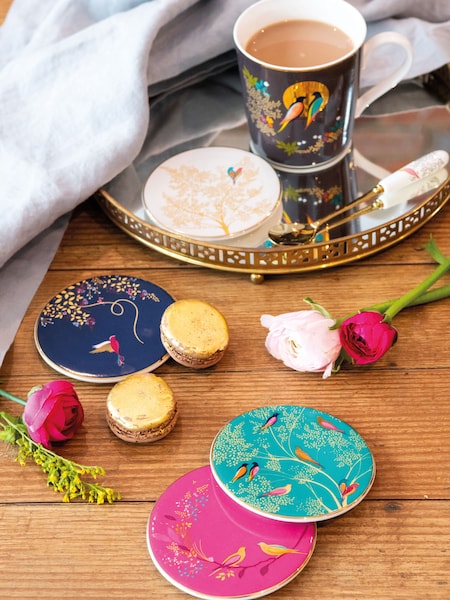 Sara Miller Set of 4 Pink Chelsea China Ceramic Coasters (713802) | €47