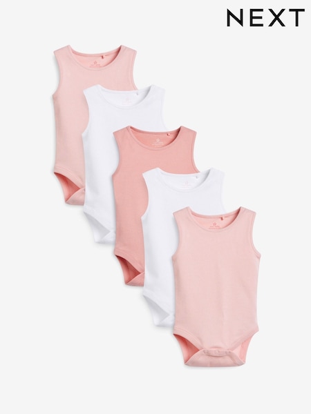 Rosa/blanco - Baby 100% Cotton Vest Bodysuits 5 Pack (714208) | 14 € - 17 €