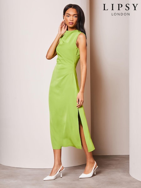Lipsy Drape Front Ruched Midi Off the Body Summer Dress (714315) | €38