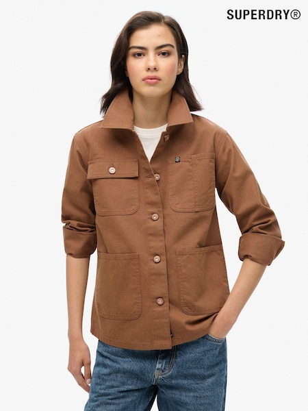 Superdry Bison Brown 100% Cotton Emb Chore Jacket (714360) | €137
