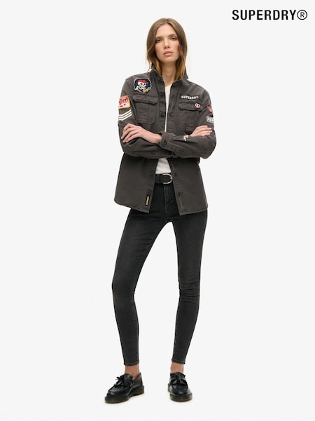 Superdry Washed Black 100% Cotton Long Sleeve Scout Shirt (714539) | €129