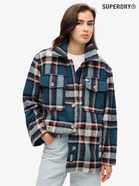Superdry Petrol Blue Check Heavyweight Unlined Overshirt (714540) | €144