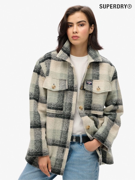 Superdry Pale Blue/Black/Ivory Check Heavyweight Unlined Overshirt (714607) | €144