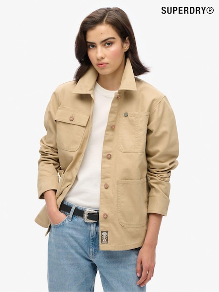 Superdry Canyon Beige 100% Cotton Emb Chore Jacket (714610) | €137