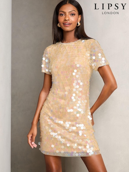 Lipsy Premium Sequin T Shirt Mini Dress (714948) | 655 LEI