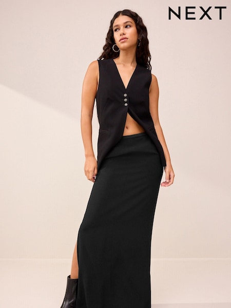 Black Tailored Crepe Column Skirt (715745) | €12