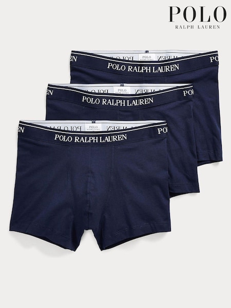 Polo Ralph Lauren Navy Plain Stretch Cotton Boxers 3 Pack (716280) | €64