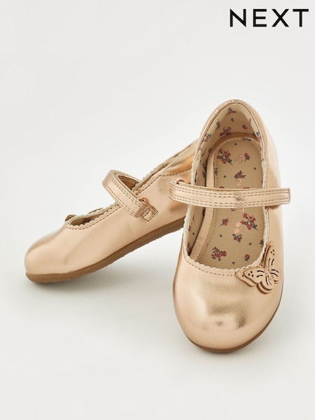 Rose Gold Wide Fit (G) Butterfly Mary Jane Shoes (716492) | €10 - €11.50
