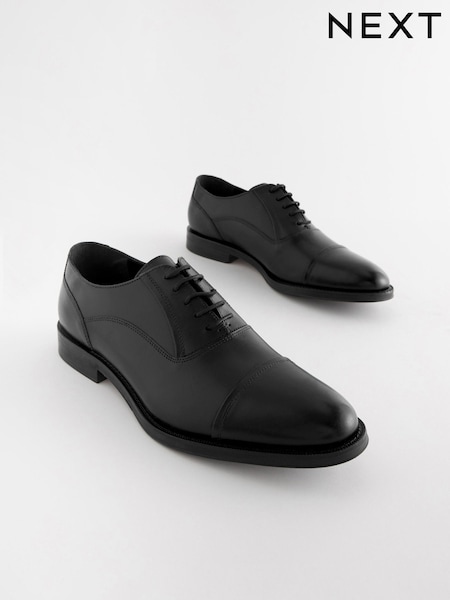 أسود - تلبيس قياسي - Leather Oxford Toecap Shoes (716979) | ‏214 د.إ.‏