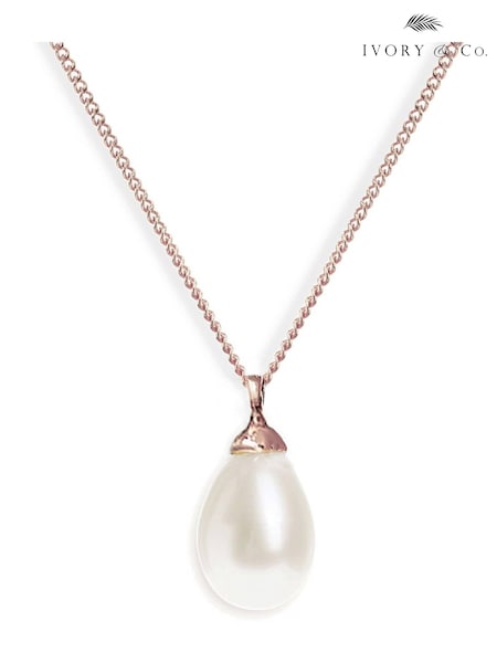 Ivory & Co Rose Gold Westbury Pearl Drop Pendant (717182) | €43