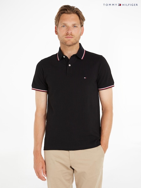 Tommy Hilfiger Black Tipped Slim Polo Shirt (717232) | 185 QAR