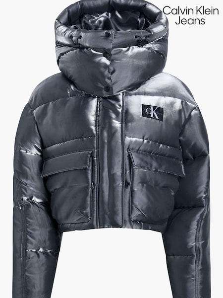 Calvin Klein Jeans Silver Liquid Metal Puffer Coat (717384) | €77