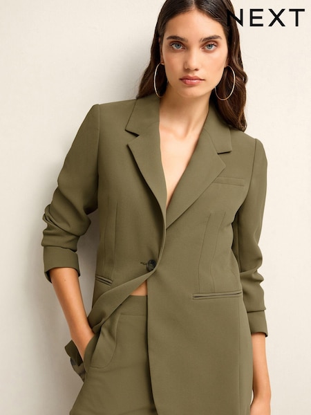 كاكي أخضر - Tailored Crepe Single Breasted Blazer (717472) | ‏26 د.إ.‏