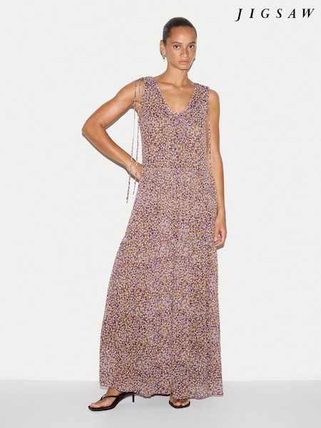 Purple - Jigsaw Ditsy V-neck Tiered Dress