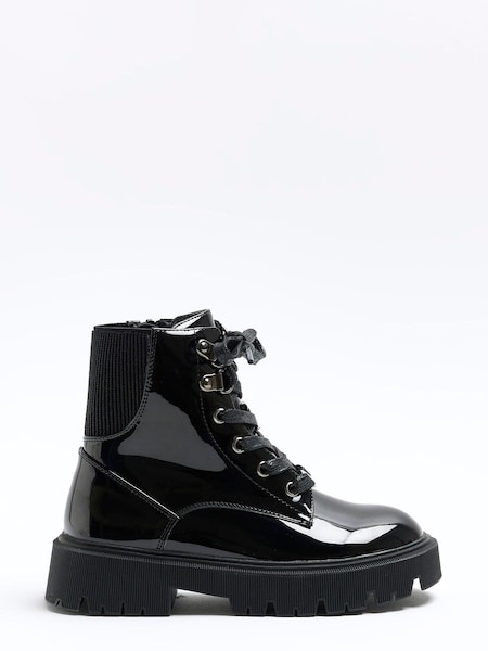 River Island Black Girls Chunky Hiker Lace-Up Boots (717954) | €20