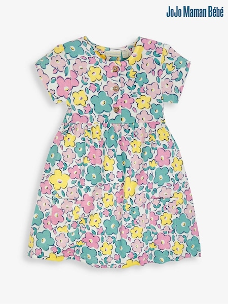 JoJo Maman Bébé Bold Floral Print Button Front Dress (718179) | ‏122 د.إ.‏