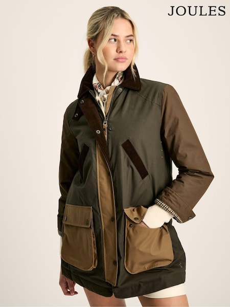Joules Banbury Brown/Khaki Showerproof Dry Wax Coat (718273) | €161