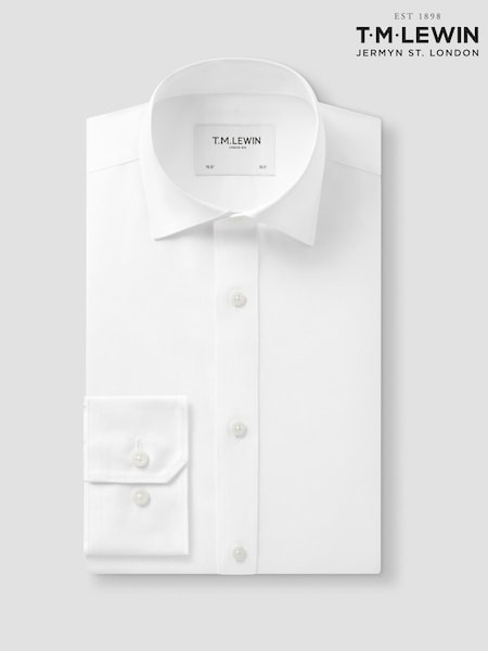 White - Tailored Fit Tm Lewin Non-iron Regular Plain Twill Single Cuff Shirt
