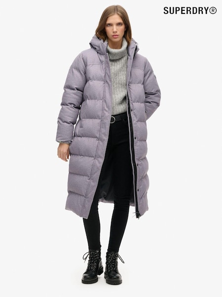 אפור מלאנז' - Superdry Tweed Longline Puffer Jacket (719500) | ‏754‏₪
