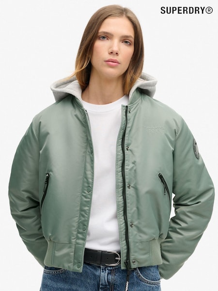 Superdry Green Hooded Bomber Jacket (719524) | ₪478