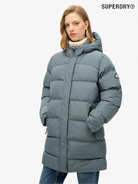 Superdry Stormy Weather Blue Hooded Sports Puffer Mid Jacket (719546) | €174