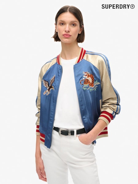 Superdry Wedgewood Blue Suikajan Embroidered Bomber Jacket (719620) | kr1 791
