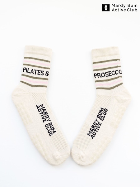 Cream/Pink/Green - Mardy Bum Active Club Grip Socks