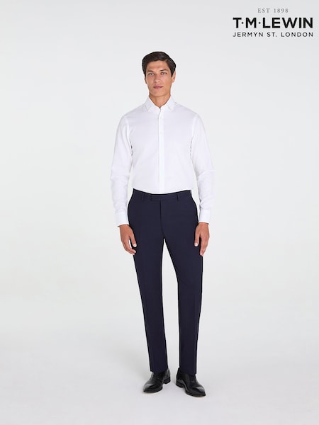 White - Skinny Fit Tm Lewin Non-iron Regular Plain Twill Single Cuff Shirt