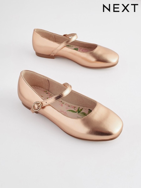 Rose Auriu - Pantofi Mary Jane pentru fete cu flori, vârful pătrat, pentru ocazii speciale (71G997) | 109 LEI - 144 LEI