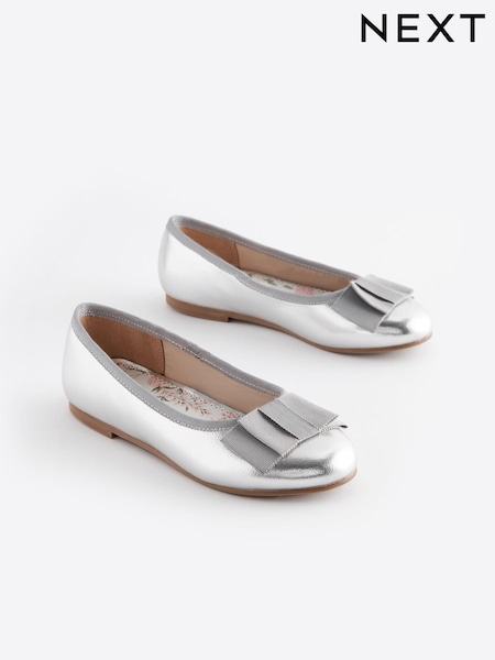 Silver Metallic Bow Occasion Ballerinas Shoes (71L608) | €12.50 - €15.50