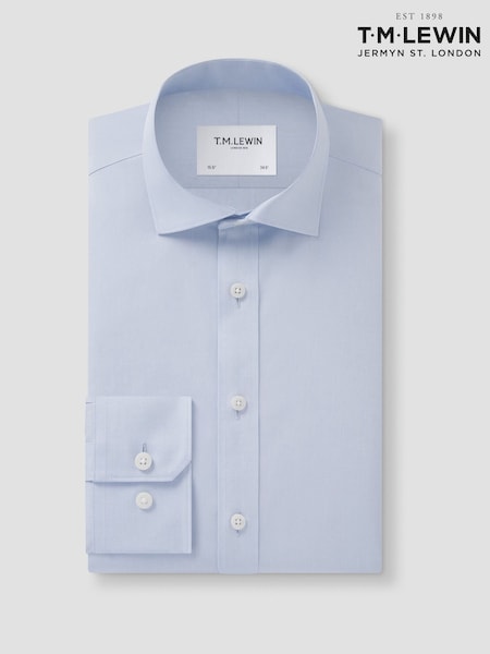 Blue - Tailored Fit Tm Lewin Non-iron Regular Plain Poplin Single Cuff Shirt