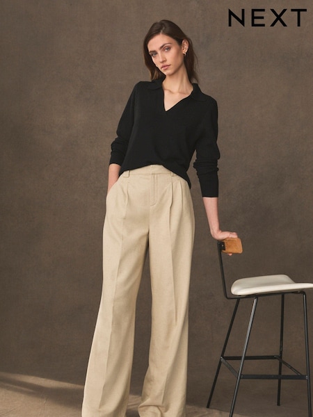 Bej - Premium Wide Leg Trousers (720317) | 258 LEI