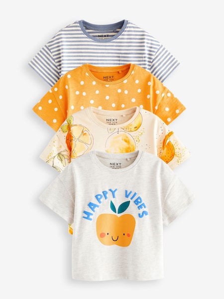 Gelb - 100% Cotton Short Sleeve T-Shirt 4 Pack (3mths-7yrs) (720372) | 13 € - 15 €