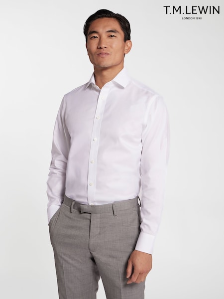 White - Regular Fit Tm Lewin Non-iron Regular Plain Twill Single Cuff Shirt