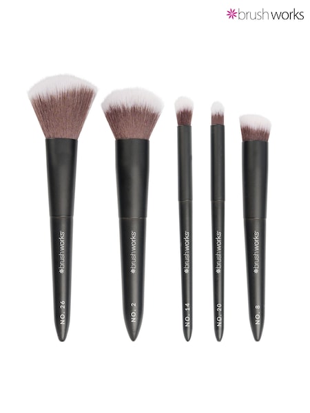Black - Brush Works On-the-go Travel Makeup Brush Set