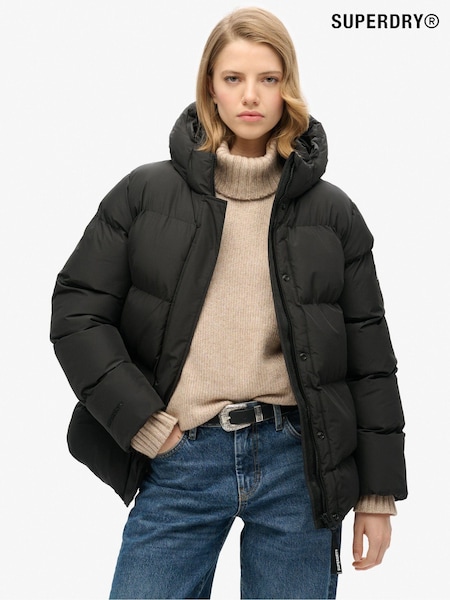 Negru - Jachetă puf sport cu glugă 5 Baffle Superdry (720615) | 441 LEI