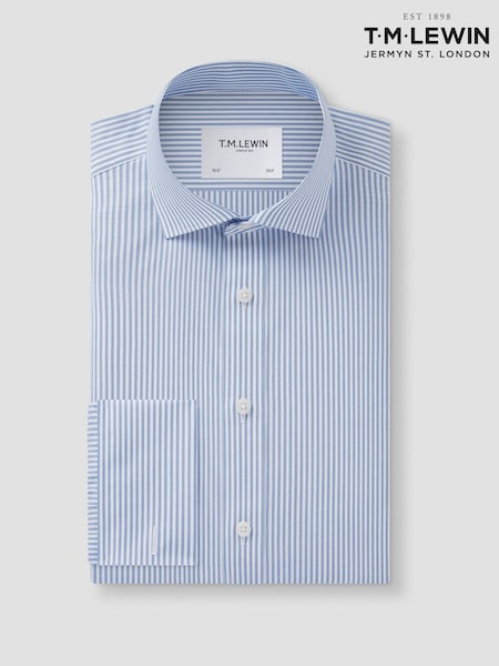 Blue - Tailored Fit Tm Lewin Non-iron Regular Bengal Double Cuff Shirt