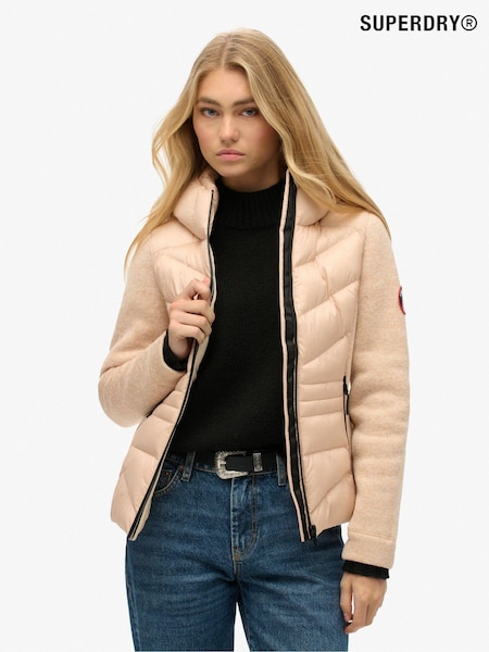 Superdry Frappe Beige Hooded Storm Knit Hybrid Jacket (720762) | €152