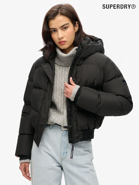 Черный - Superdry Hooded Sports Puffer Bomber Jacket (720844) | €72
