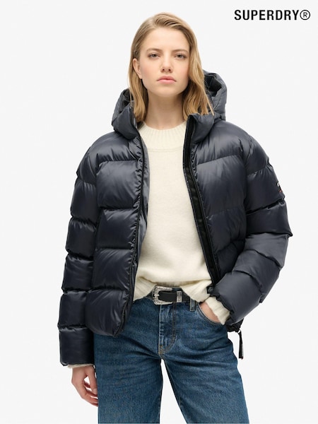 Ebony Sheen - Superdry Cu glugă Luxe Sports Puffer Jachetă (720850) | 467 LEI