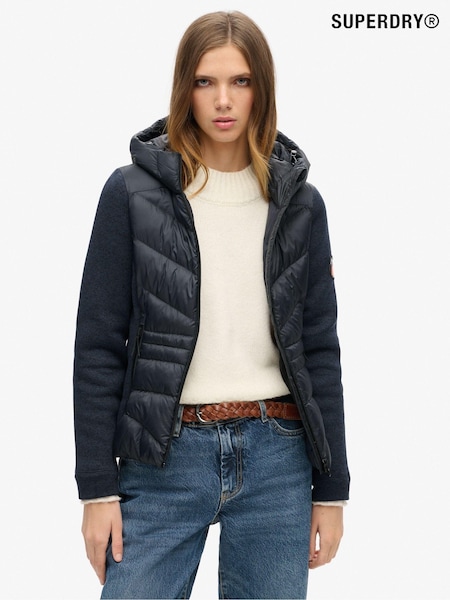 Superdry Eclipse Navy Hooded Storm Knit Hybrid Jacket (720919) | €145
