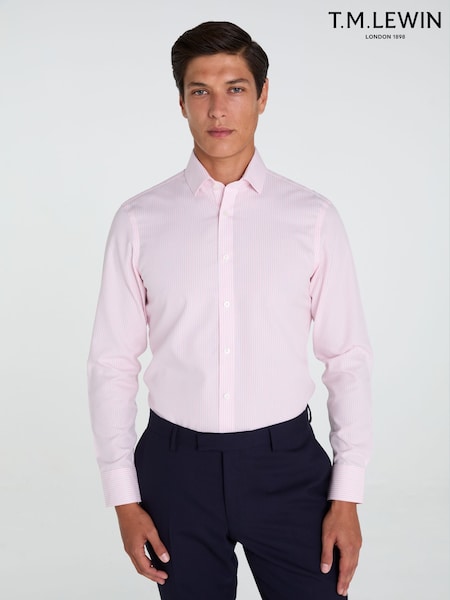 وردي - Regular Fit Tm Lewin Non-iron Regular Bengal Single Cuff Shirt