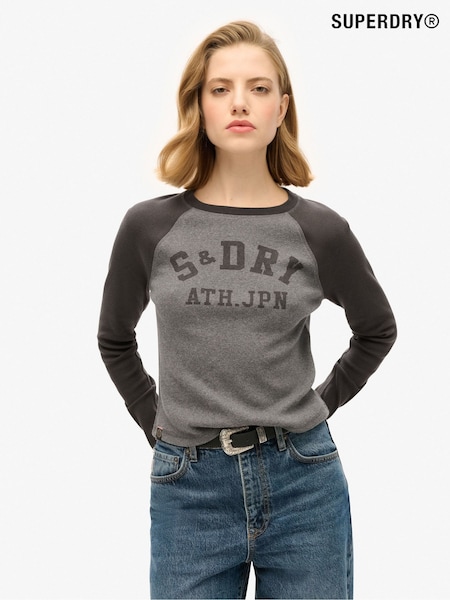 Musta - Superdry Athletic Rib Slim Pitkä hiha Top (720993) | €43
